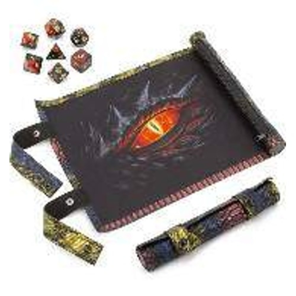 Casematix Dice Rolling Mat Scroll & Dice Set Dragon Eye Iridescent Snakeskin NEW